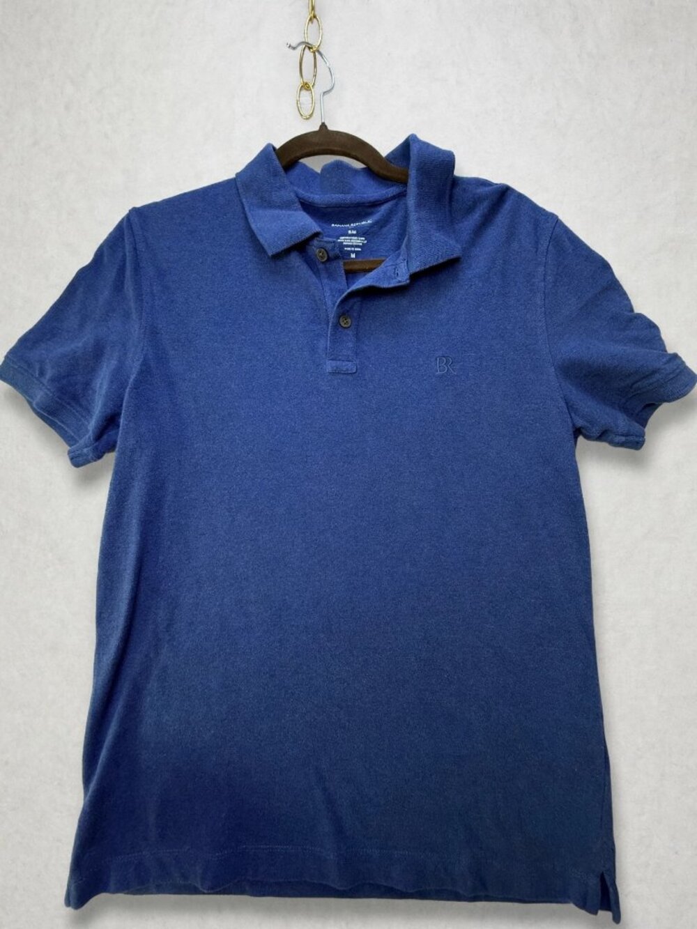 Banana Republic Blue Slim Fit Pique Polo Short Sleeve Logo Mens M